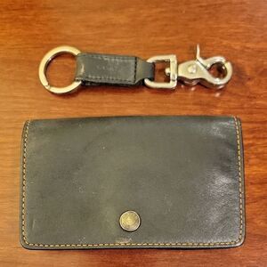 Coach Dark Leather Key Holder and Card Wallet
